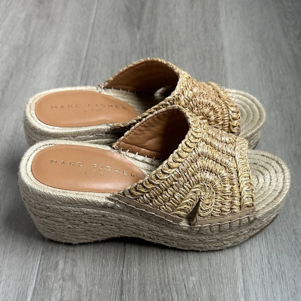 Marc Fisher Natural Woven Mules size 5 - Picture 5 of 9